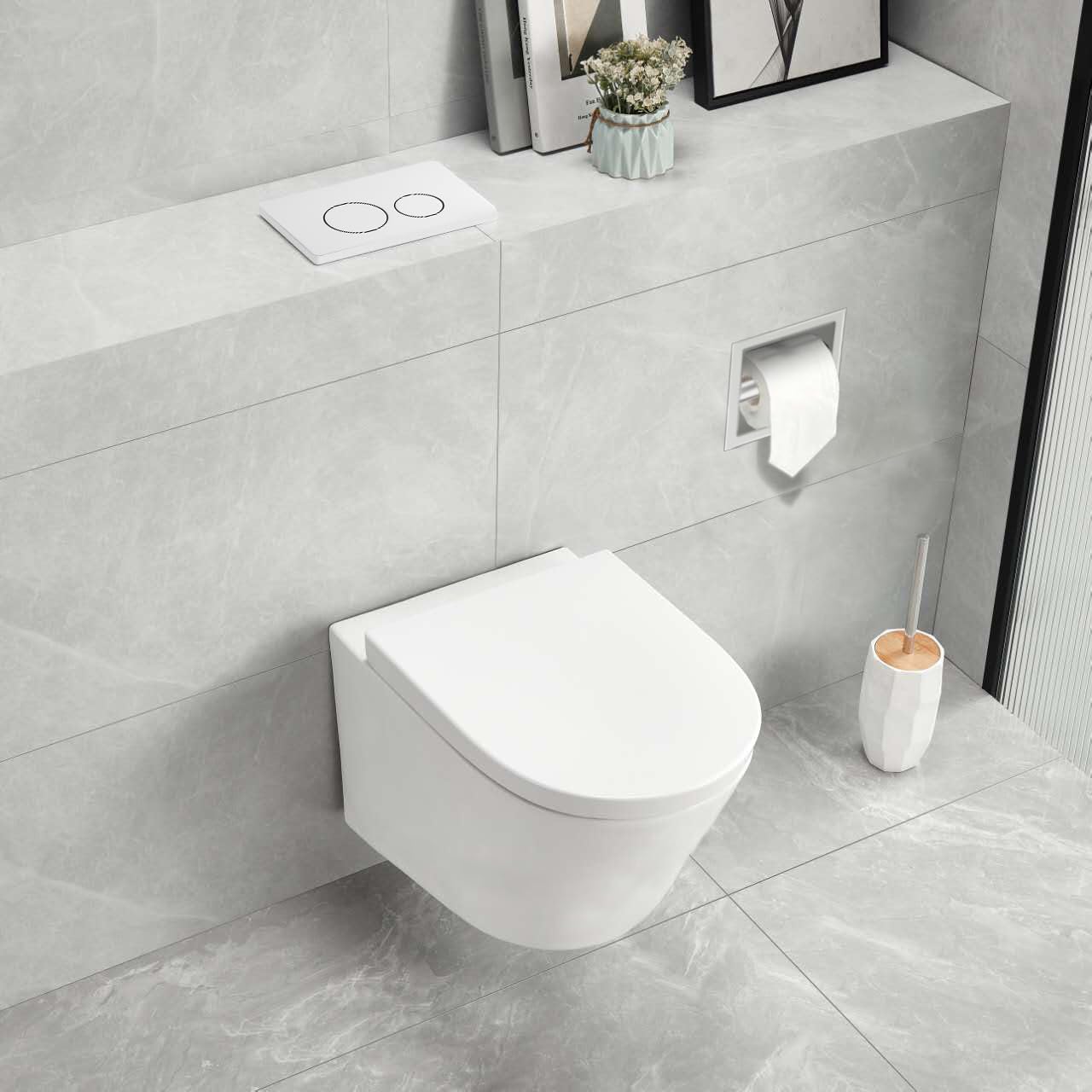 Betätigungsplatte für WC, weiß, ABS 2-Tasten-Spülplatte, Betätigungsplatte für 2-Mengen-Spülung, passend für Balneo Fix Frame rahmen, OXO weiß