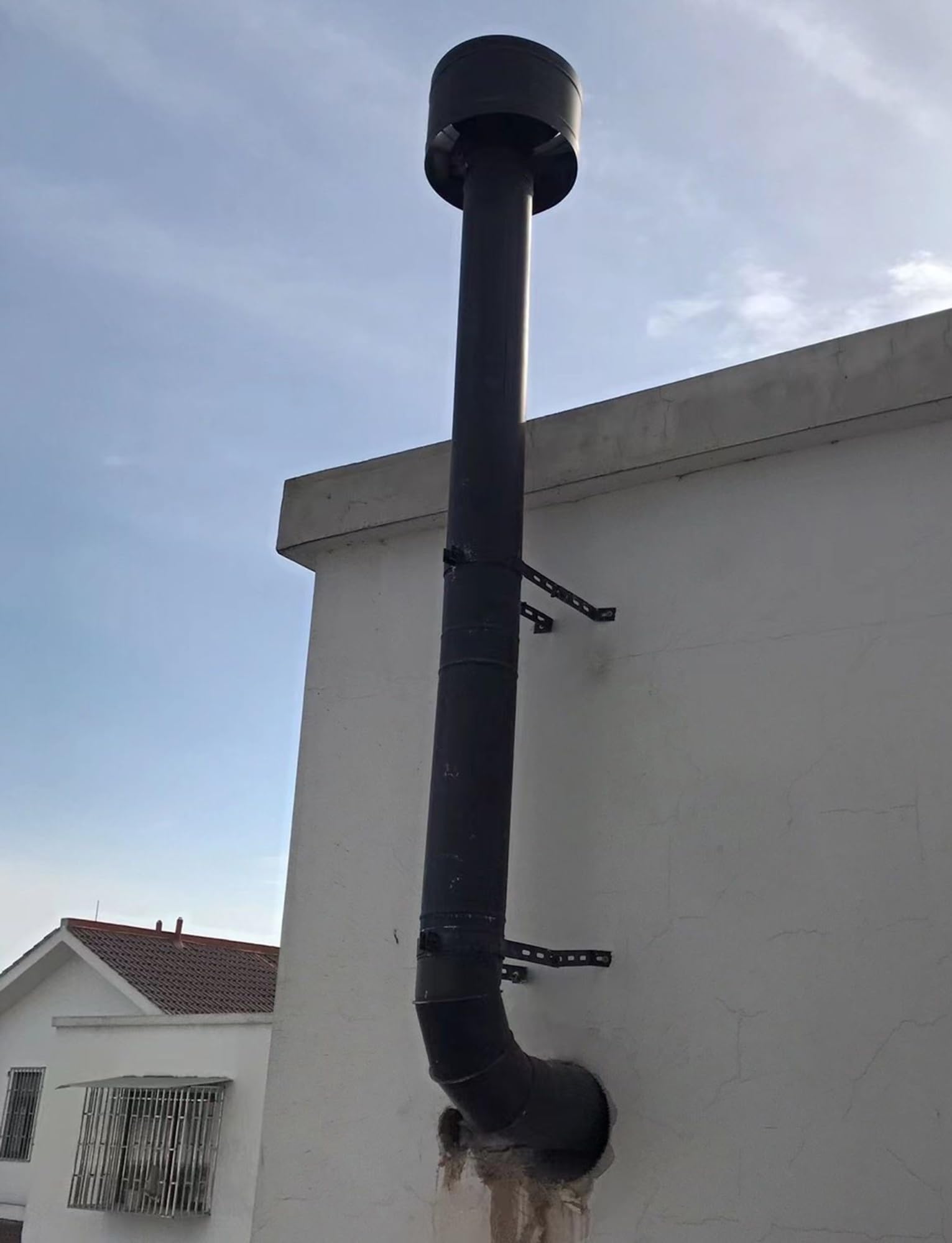 Soporte de Chimenea para Techo, Soporte Ajustable de Acero Inoxidable para Chimenea - Abrazadera para conducto de Humos y Colgador de Tubo de Estufa para cabañas de Madera, Salas de calderas