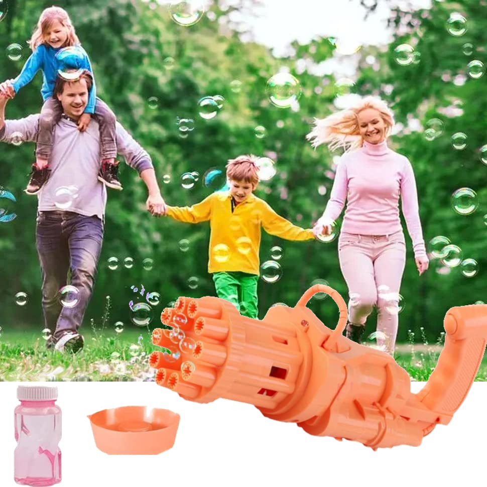 VELLORA Electric Bubble Machine Gun for Kids for Children 8-Hole Electric Bubbles Gun for Toddlers Toys, New Gatling Bubble Maker Machine Outdoor Toys for Boys and Girls (Without Battery) (Orange) (B0BJ22DVPW) Amazon Price History, Amazon Price Tracker