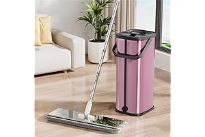 4-Piece Flat Floor Mop and Bucket with Wringer for Seamless Cleaning