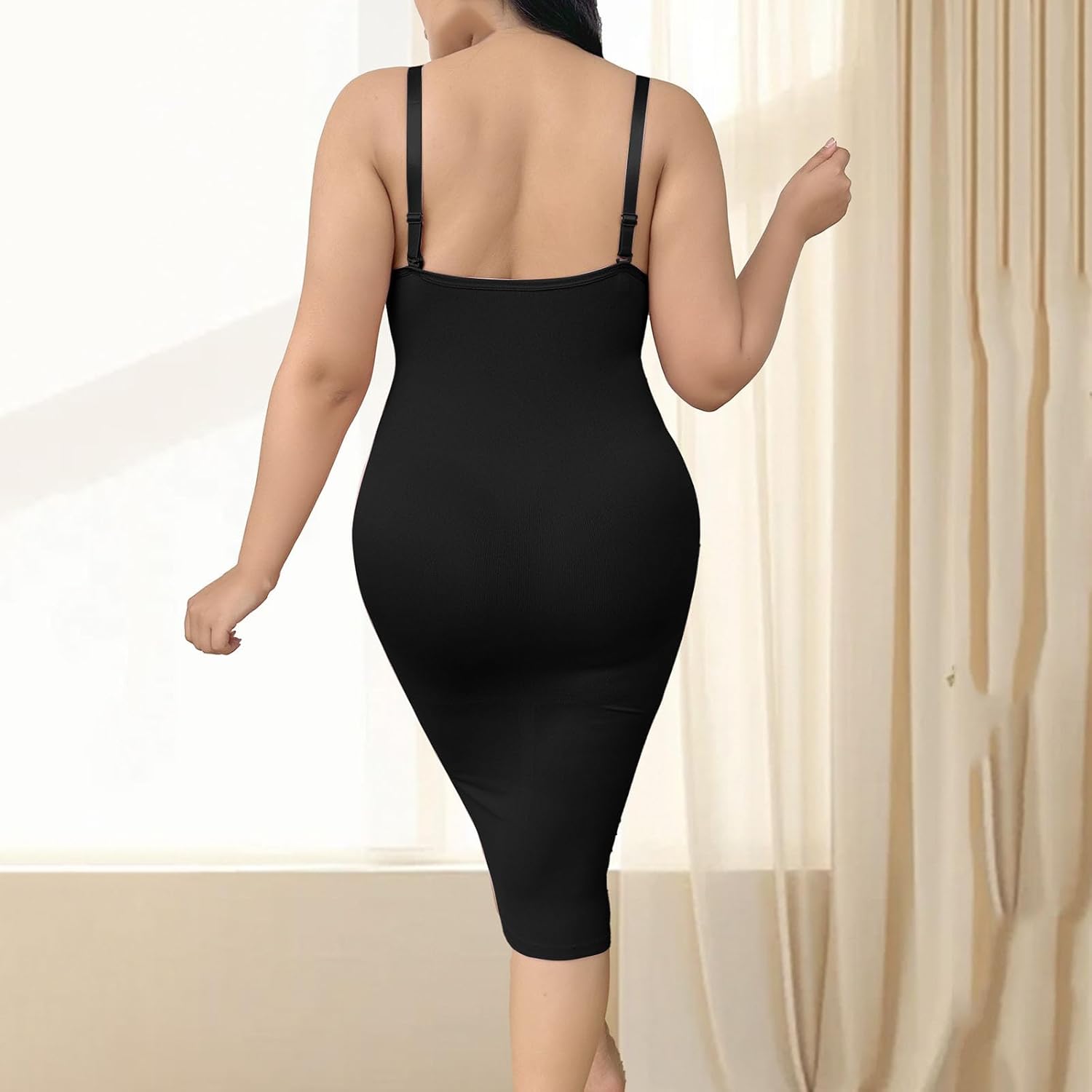 Women's Shapewear Dress Sleeveless Sexy Deep V Neck Adjustable Strap Tummy Control Full Slip Seamless Body Shaper
