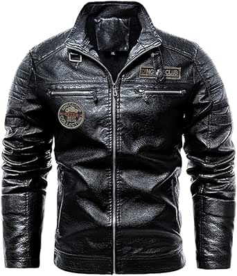 Veste En Cuir Homme Style Motard - Coupe-vent, Doublée Polaire, Fermeture éclair - Pour Automne Et Hiver, Look Décontracté