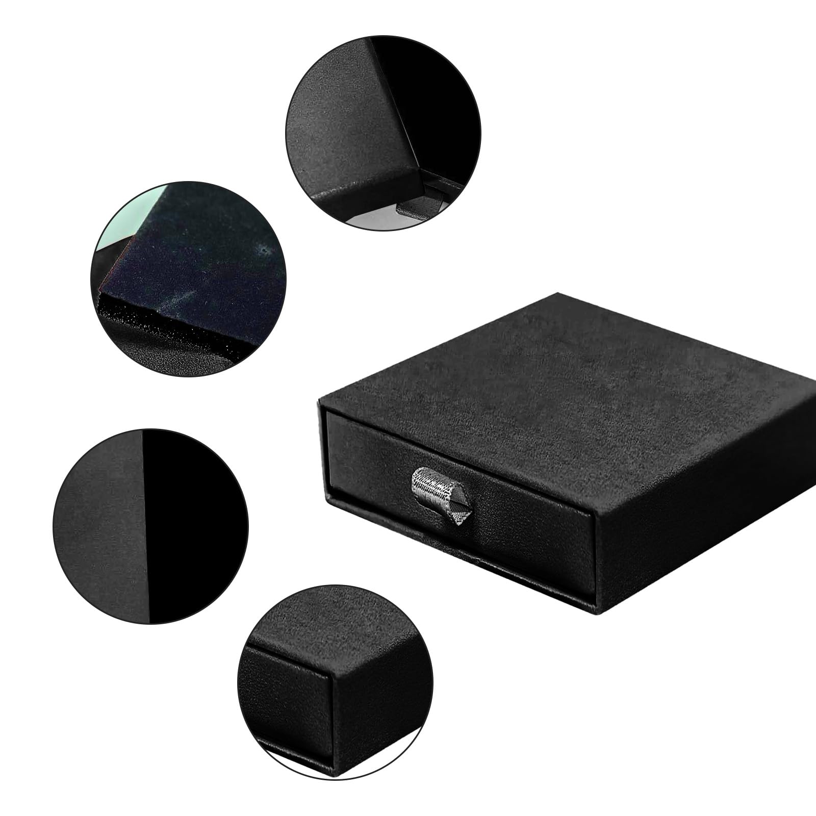 Boîte à Bijoux Cadeau 9x9cm - Noire, Avec Insert En Mousse, Pour Colliers, Bracelets, Boucles D'oreilles
