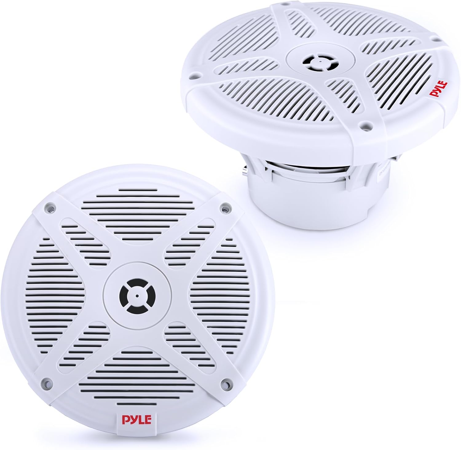 Pyle 6.5 Inch Bluetooth Marine Speakers – 2-way IP-X4 Waterproof and Weather Resistant Outdoor Audio Dual Stereo Sound System with 600 Watt Power and Low Profile Design – 1 Pair – PLMRBT65W (White)