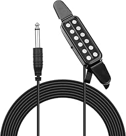 Captador Transdutor de Violão Acústico com Clip Conector 4 Polegada Redução Ruído e Claro Sem Bateria Instalação Fácil Cabo Longo para Instrumentos Cordas Aço