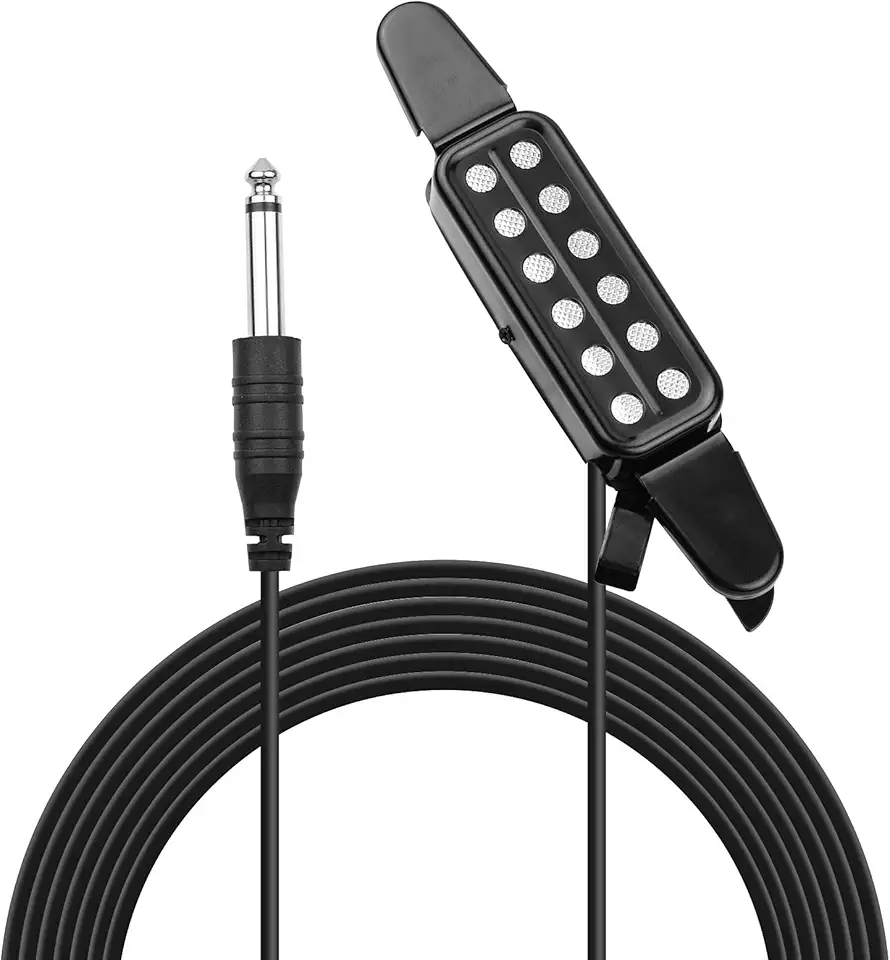 Captador Transdutor de Violão Acústico com Clip Conector 4 Polegada Redução Ruído e Claro Sem Bateria Instalação Fácil Cabo Longo para Instrumentos Cordas Aço