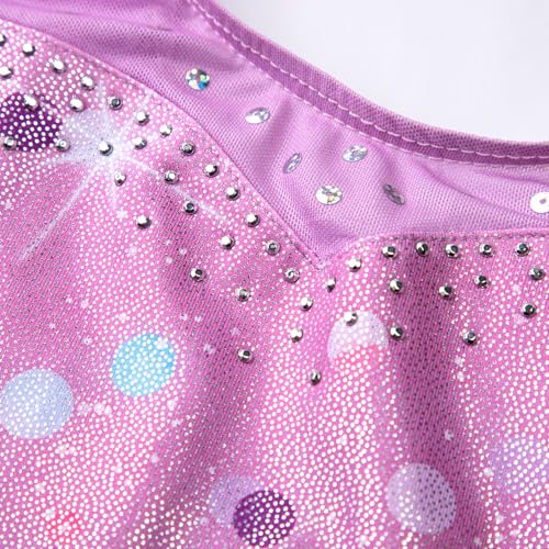 Image of HOZIY Leotards for Girls Gymnastics Kids Children Biketard Snowflake Ribbon Blue Purple Hot Pink Sparkle
