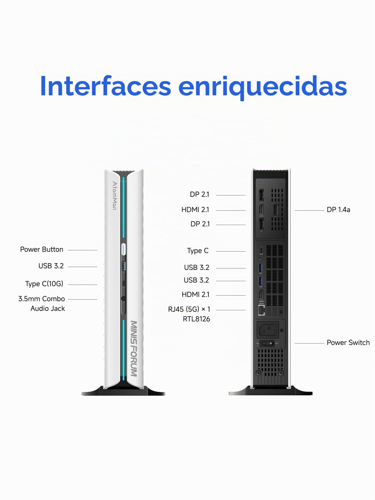 MINISFORUM G1 Pro Mini PC Gaming, Ryzen 9 8945HX (16C/32T, hasta 5,4 GHz), NVIDIA GeForce RTX 5060 8GB GDDR7, 32GB DDR5, 1TB SSD, 5GbE LAN, Wi-Fi 7, Quad 4K, 245W Performance Desktop