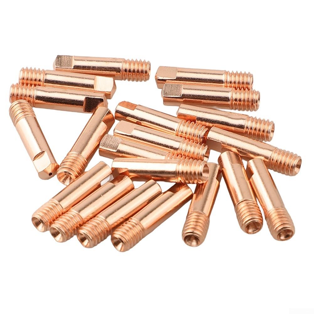 Set di 40 punte per saldatura in rame per saldatrici MIG MAG 15AK con ugelli da 0,8 mm, 0,9 mm, 1,0 mm, filettatura M6, lunghezza 25 mm, diametro 6 mm