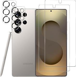 BIGFACE Galaxy S25 Ultra Tempered Glass Screen Protector + Camera Lens Protector [2 + 2 Pack][Case Friendly][Anti-Scratch][Ultrasonic Fingerprint Unlock]HD Protective Film for Samsung Galaxy S25 Ultra