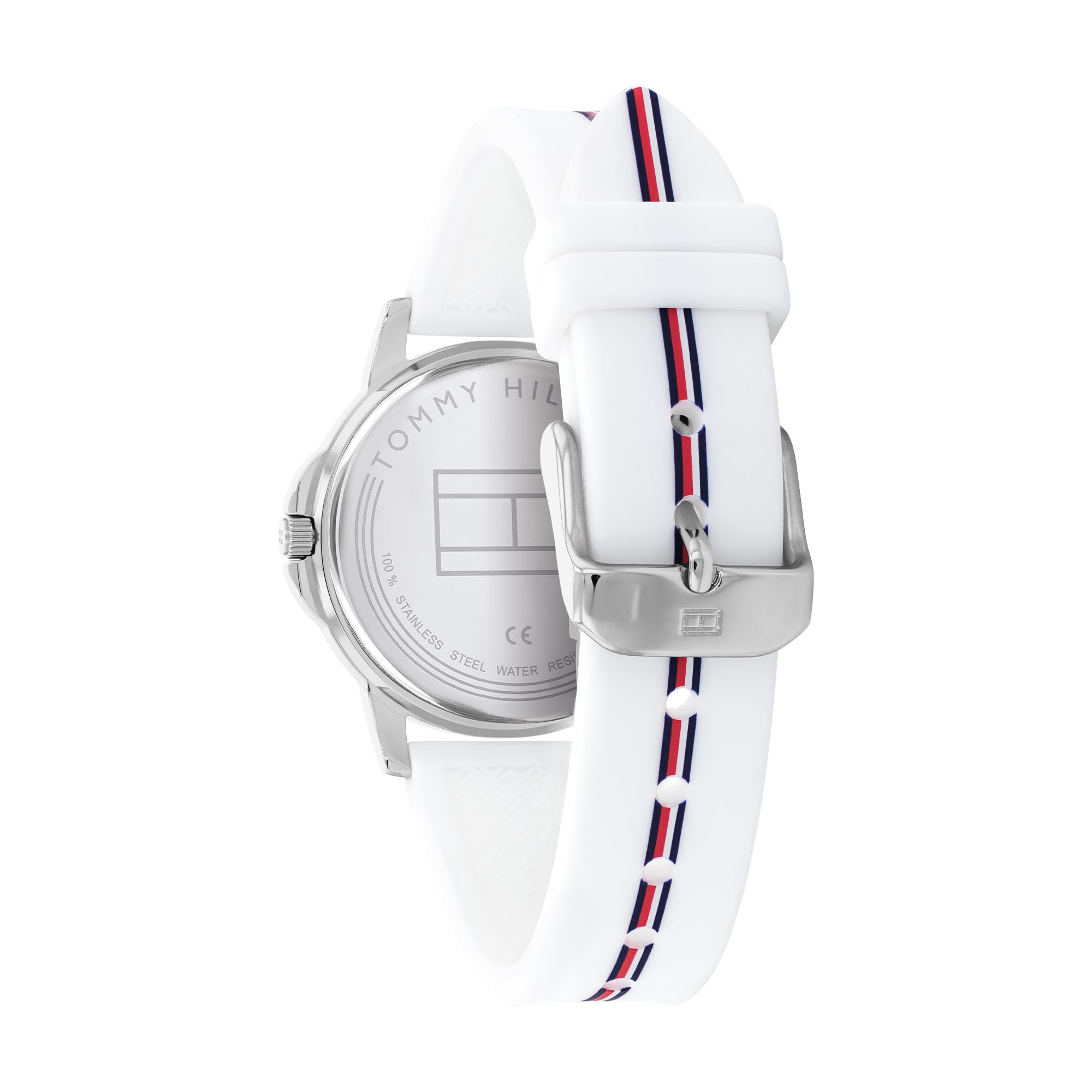 Tommy Hilfiger Orologio da Ragazza con Quadrante Argento, Cinturino in Silicone Bianco, Cassa Argento 32mm, Movimento al Quarzo a 3 Lancette, Resistenza all’acqua di 3 ATM - 1720014