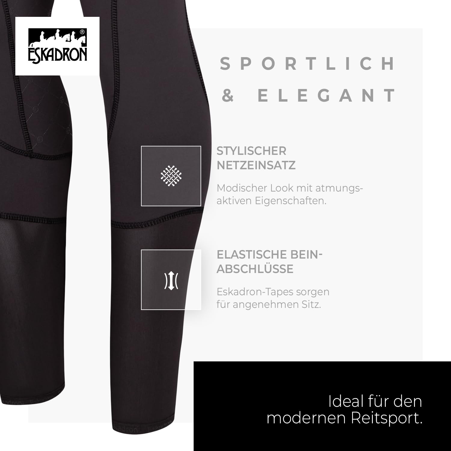 Eskadron Riding Tight Reithose | Sommerreithose leicht & atmungsaktiv | Reitleggings mit Grip | Reitsport-Hosen für Damen | Reitleggins mit Handy-Taschen | Elastische Reiterhose