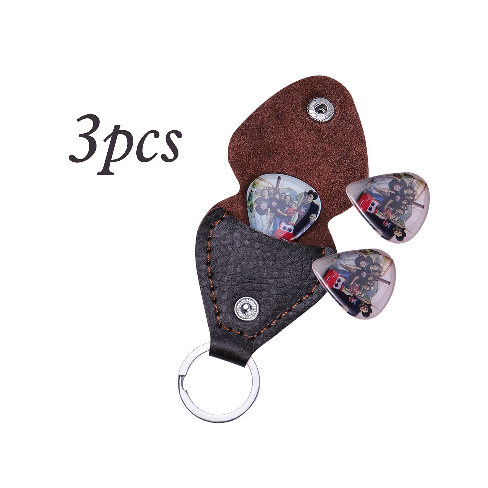 3 Plettri Per Chitarra Alnicov Con Portachiavi In Pelle - Pratico E Stiloso - Foto 5