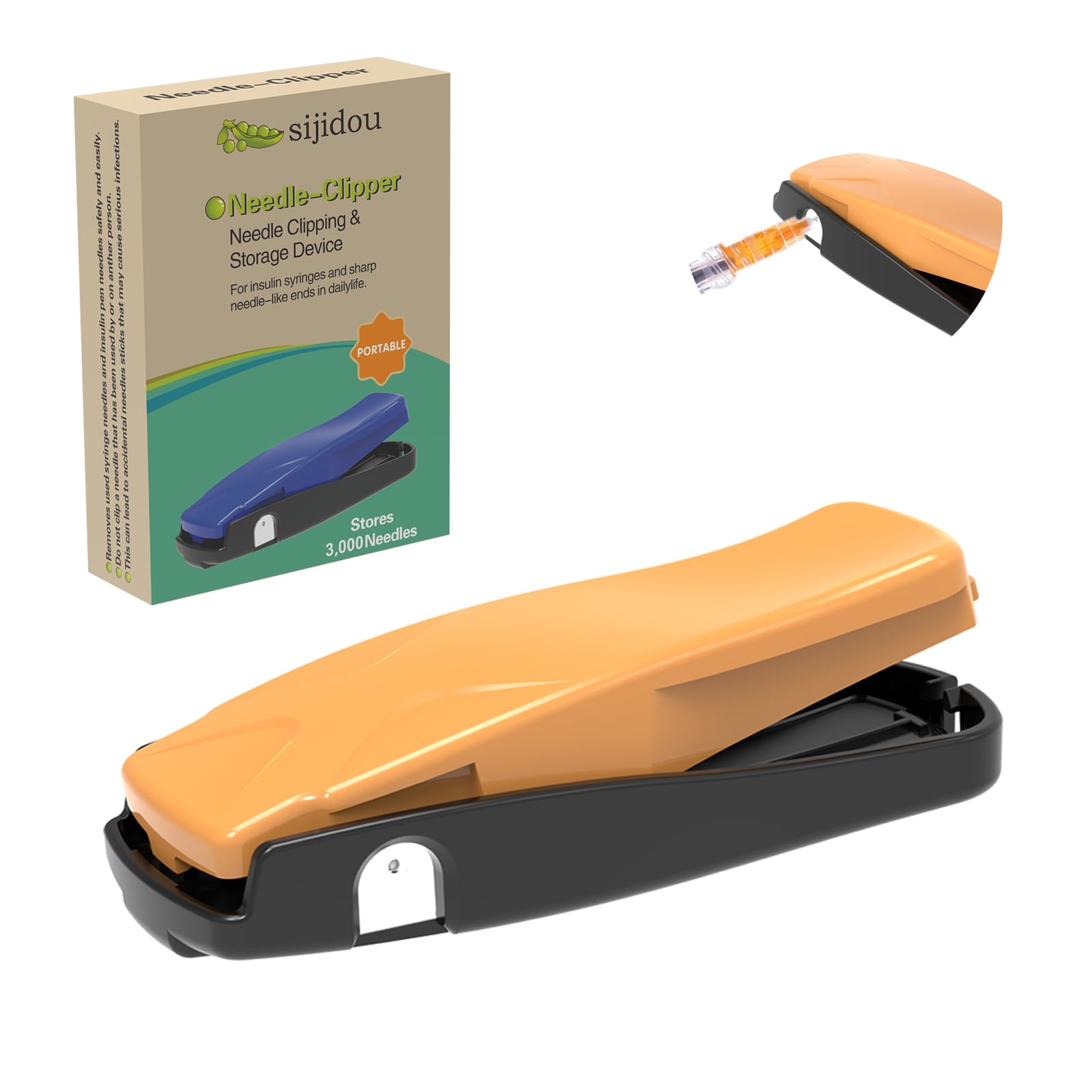 Needle Clipper for Insulin Syringe, Portable Sharps Container for Disposal Sharps, Compatible with 28-32Ga Syringe Needle, Fit Home and Travel