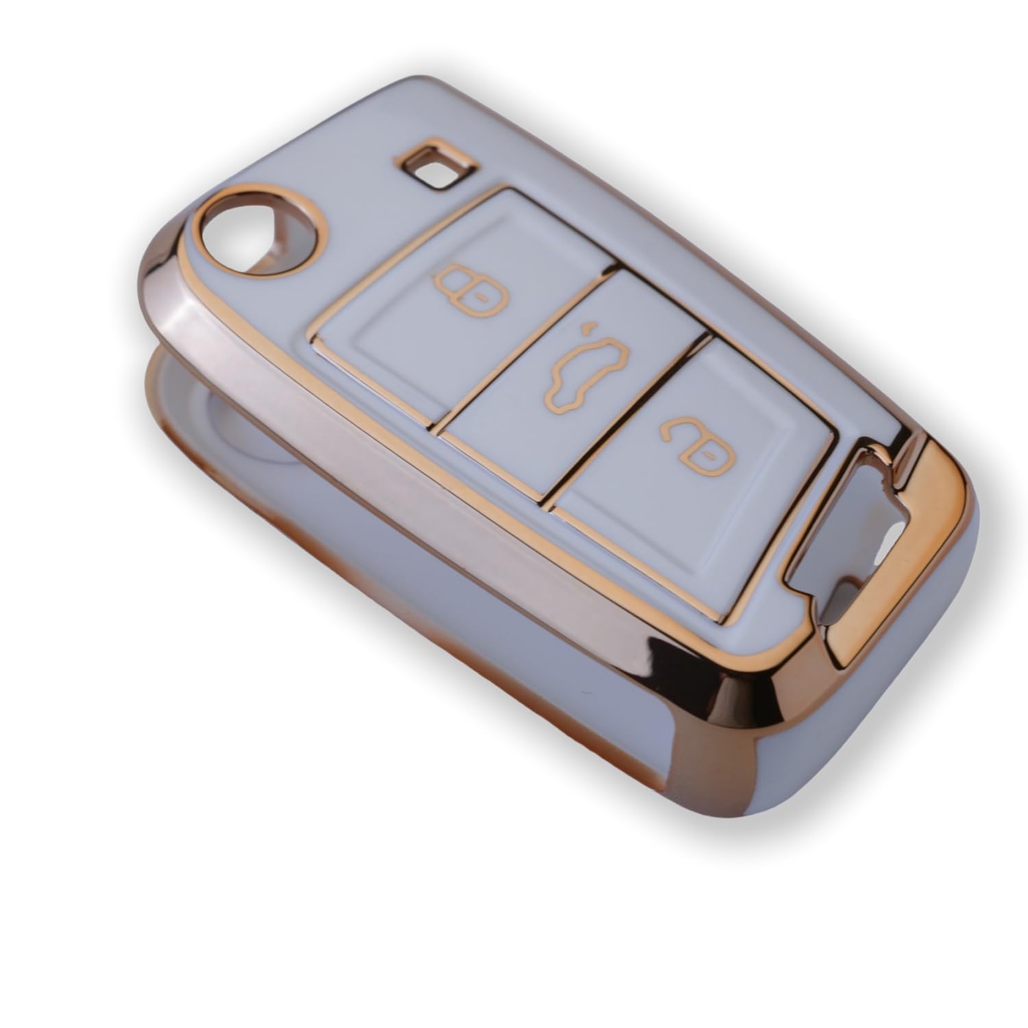RUXYAXFOL TPU custodia per chiavi auto, adatta per VW Touareg Touran Seat Leon Fabia Ibiza Skoda Fabia Octavia Superb Polo Golf 7 Mk7 custodia chiavi auto, 2 pezzi, platino