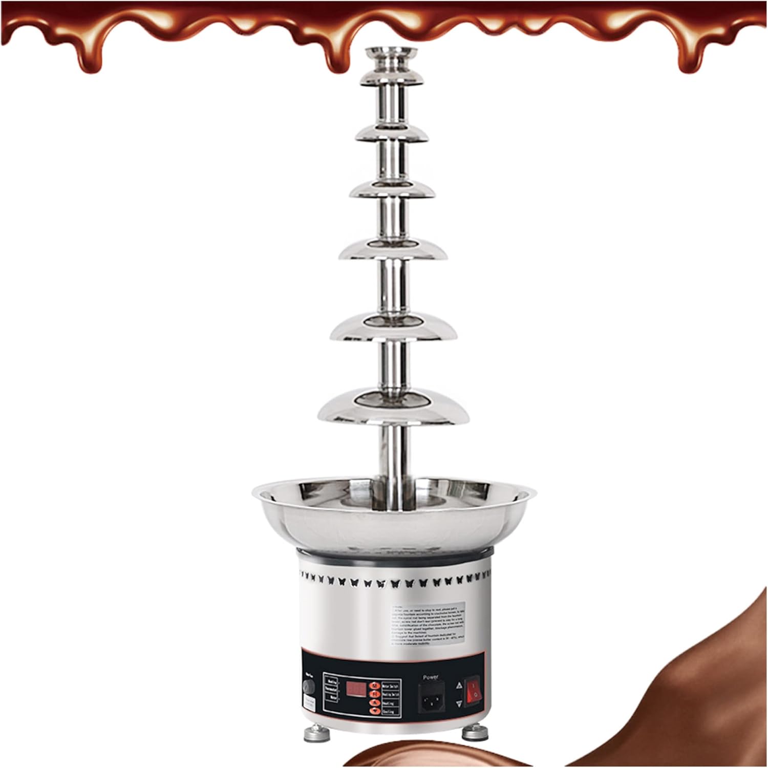 Large Chocolate Fountain Fondue, 304 Stainless Steel Commerical Chocolate Fondue Fountain Machine Great for Parties Weddings,5 Floors