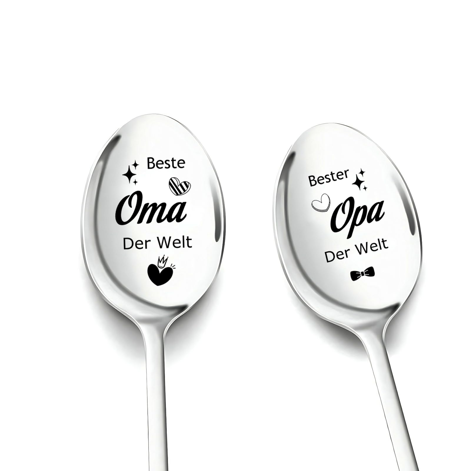 Geschenke für Oma und Opa, 2 Stück Kaffeelöffel mit Gravur Ostergeschenke für Beste Oma und Opa zum Geburtstag Ostern Geburtstagsgeschenk Personalisiert für Großeltern (Oma und Opa Style B)