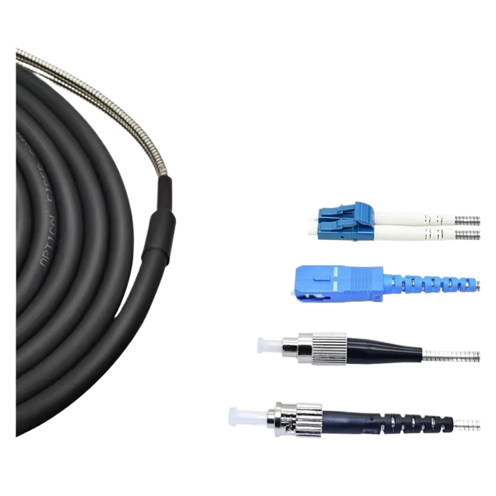 Cordon de raccordement extérieur 250 m 2/4 conducteurs 7,0 mm 2C 4C CPRI LC SC FC SM DVI câble blindé à Fibre Optique FTTH étanche 2 conducteurs(LC-FC,4C SM Out Connector)