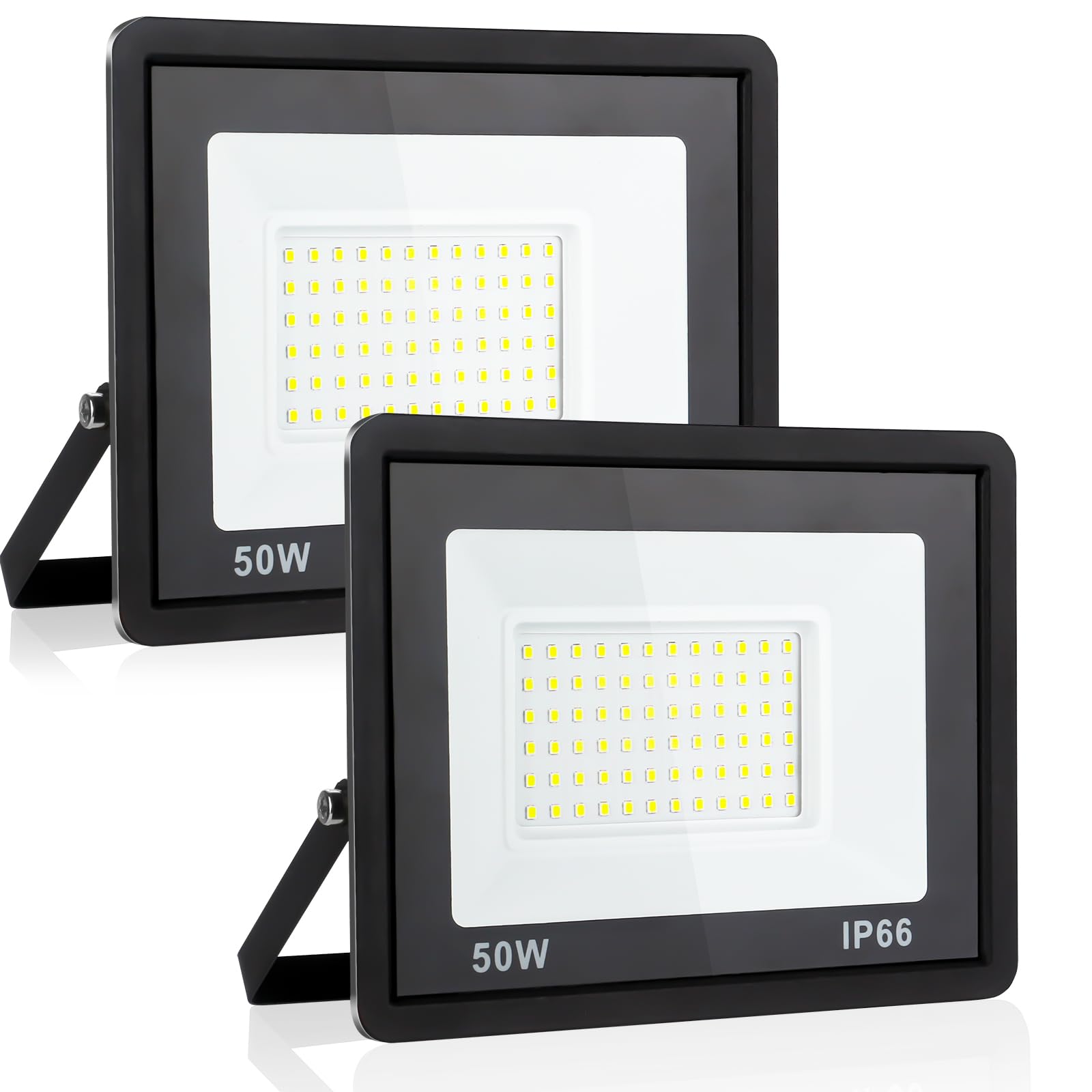 Psatfito G 50 W LED Strahler, 5400 Lm superhelle Flutlicht, IP66 wasserdicht, 6000 K Tageslichtweiß, Flutlichtleuchte Außenleuchten für Lager, Garage, Hinterhof, 2 Stücke