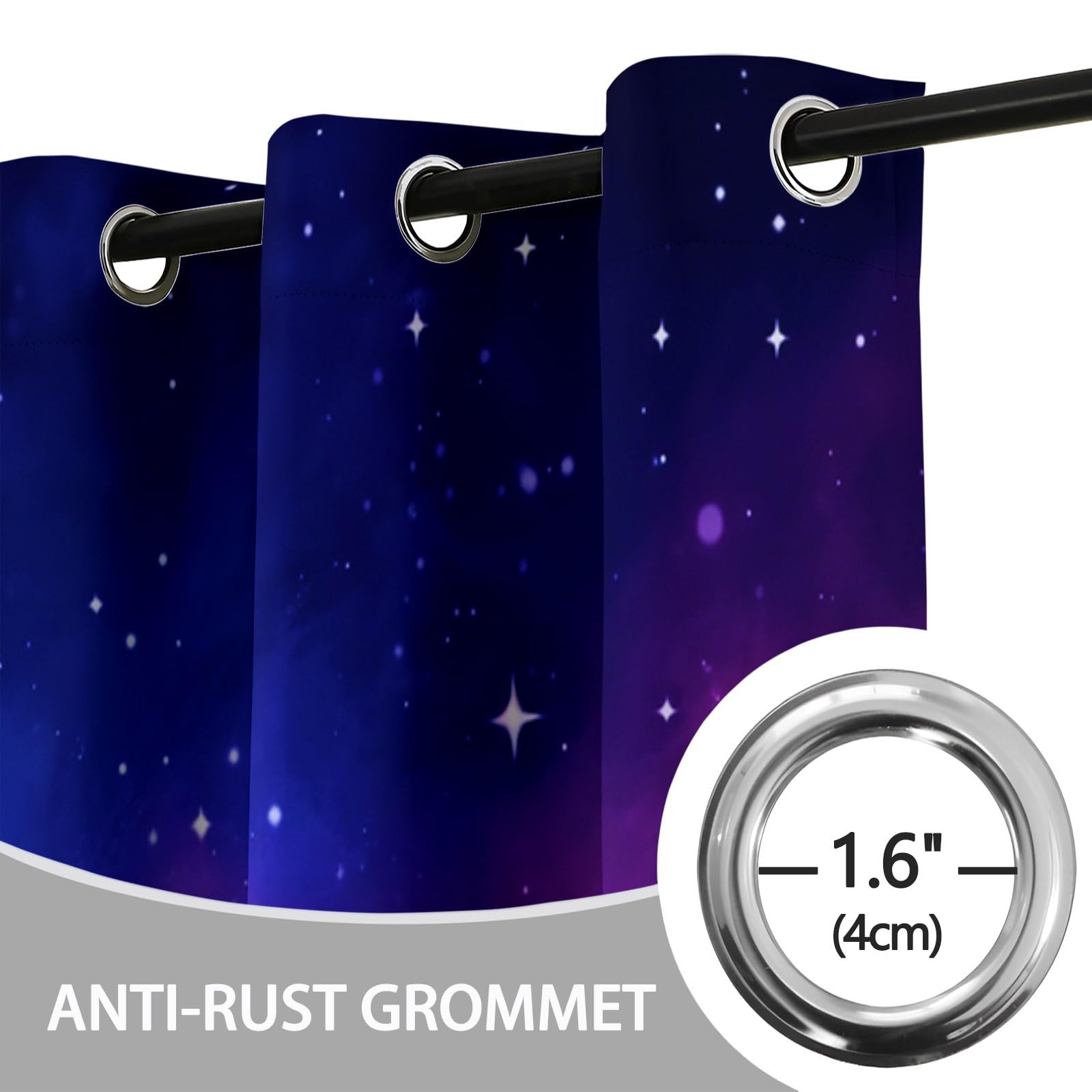 Rideau Occultant 150L X 280H cm (2 Panneaux) Rideaux Opaque Doux, Rideau Imprimé Fantaisie Univers Nuages Étoiles Thermiques Anti Chaleur pour Salon Chambre Fenetre Cuisine - Bleu Violet
