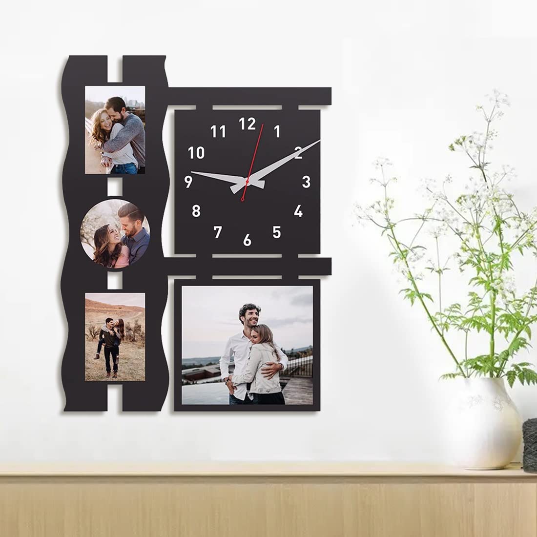 Wall Clock With Photo Frame Online Black Metal Square Wall Clock Decor