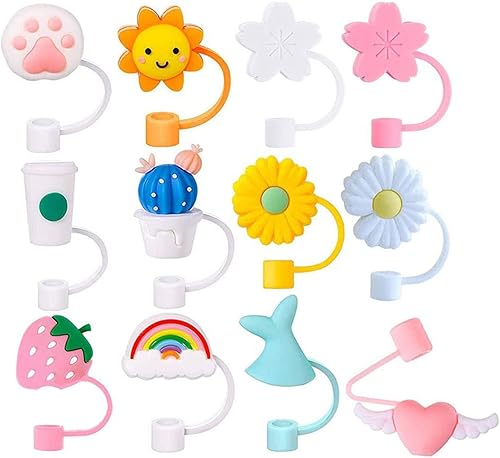 12 fundas de silicona para popotes, tapas reutilizables para popotes, tapones de paja a prueba de polvo para popotes de 0.315 a 0.315 pulgadas