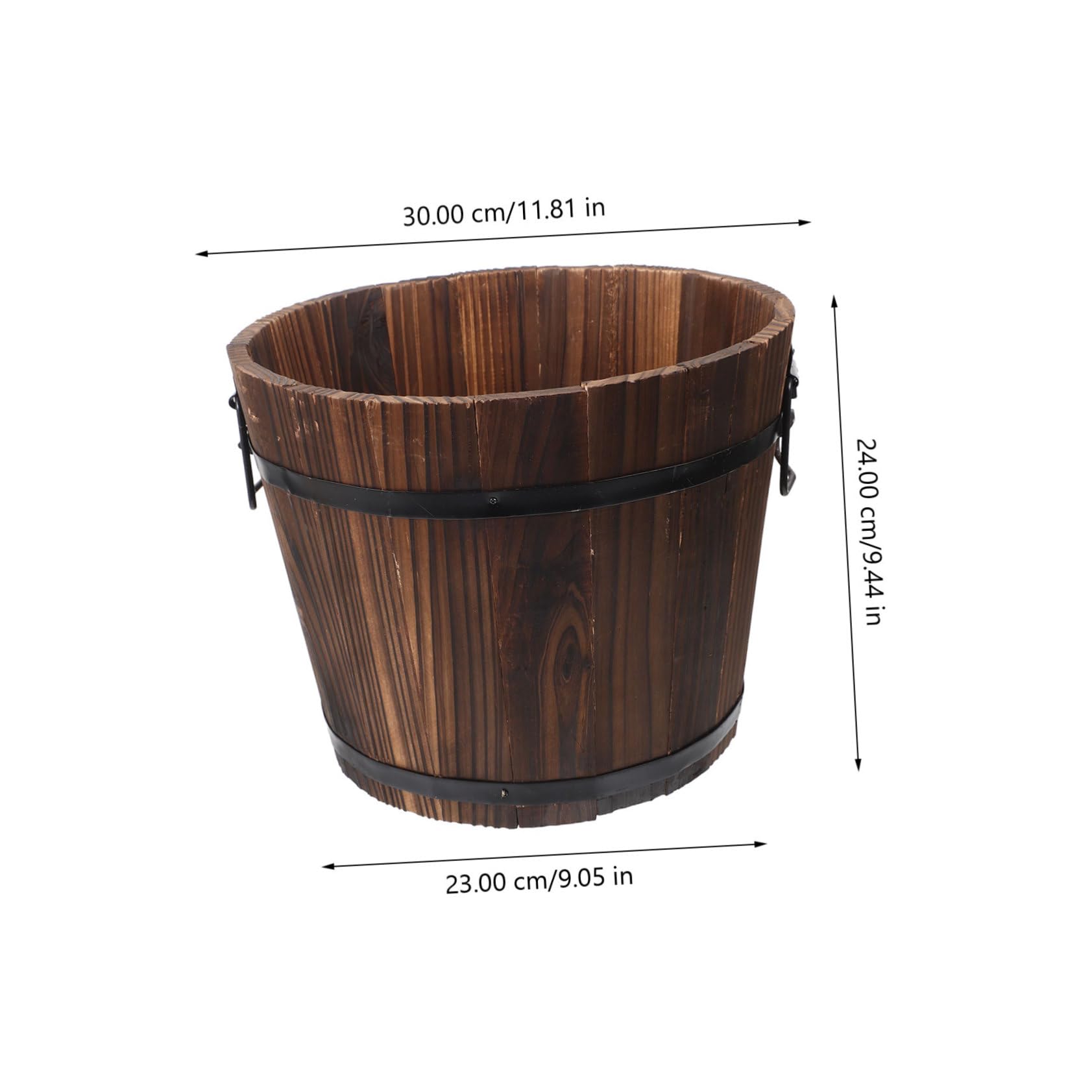 Toyvian Pot de Fleur Lumineux en Bois Carbonisé, Jardinière en Seau Anticorrosion pour Décoration de Balcon et Aménagement de Jardin Rétro