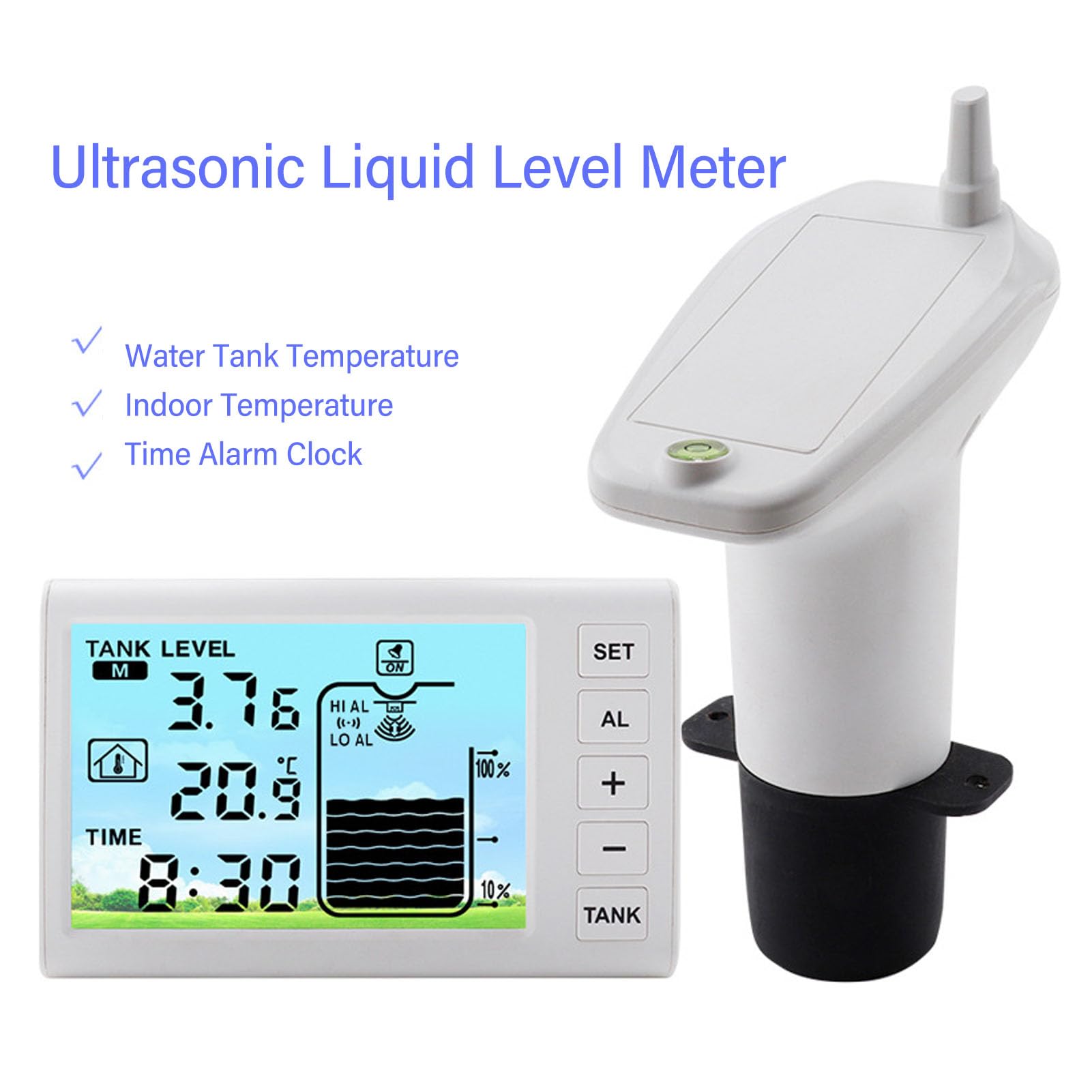 Ultraschall-Tiefenmessgerät und Füllstandssensor-Sender mit Temperatur-Digitalanzeige Tiefenmesser