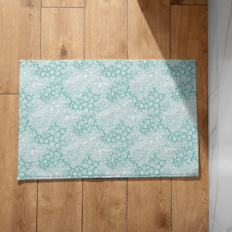 Isdreem Alfombra Antideslizante Larga Felpudo Entrada Casa Zapatillas Textura Geométrica Alfombra Interior Grande Felpudo Entrada Patio Azul, 40x60cm