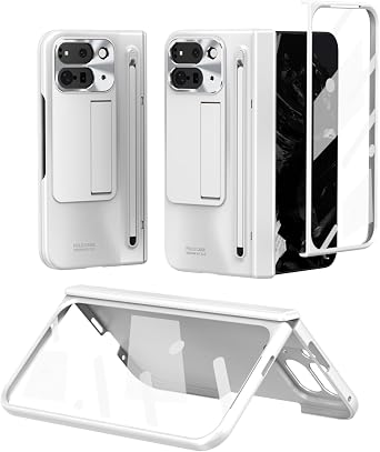 Case for Google Pixel 10 Pro Fold, Built-in Screen Guard and Pen Slot, Shock and Scratch Resistant, Lightweight and Durable White
