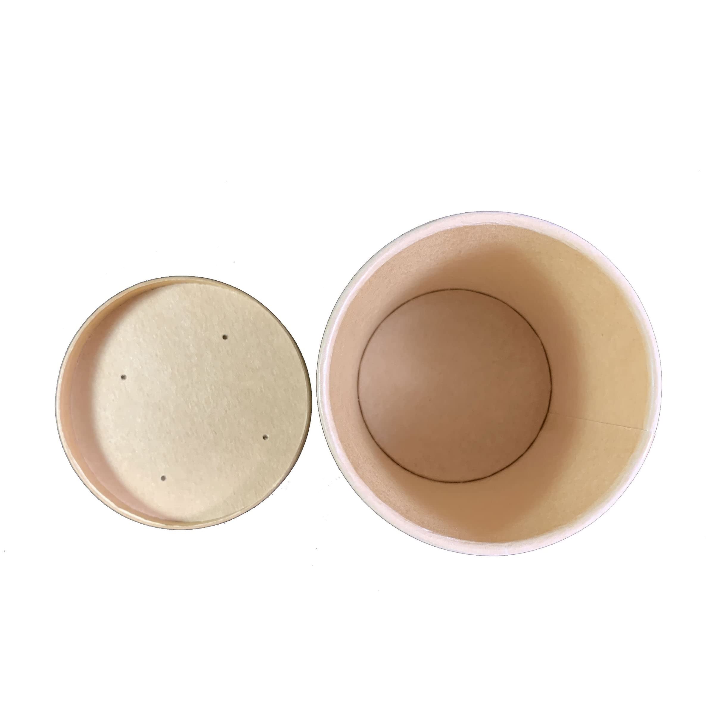 DHG PROFESSIONAL 250 Sets Kraft Paper Food Containers With Vented Lids, To Go Hot Soup Bowls, Disposable Ice Cream Cups - Kraft