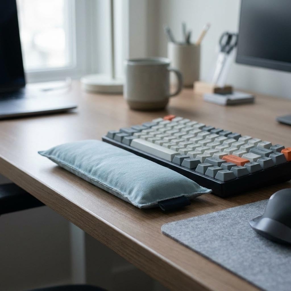 2pcs Light Blue Cotton Computer Wrist and Elbow Pad 13x5cm Anti-Slip Desk Mat for Office and Home Ergonomic Support