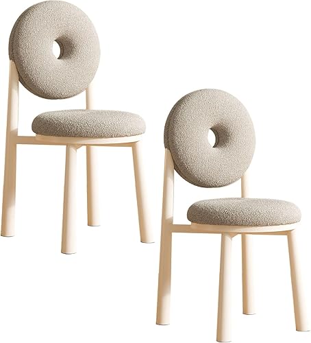 Miniatura 25 de JKGHK Donut Dining Chairs, Upholstered Kitchen Chairs with Back, Armless Living Room Chair with Metal Legs, Plush Accent Chair for Bedroom, Balcony,
