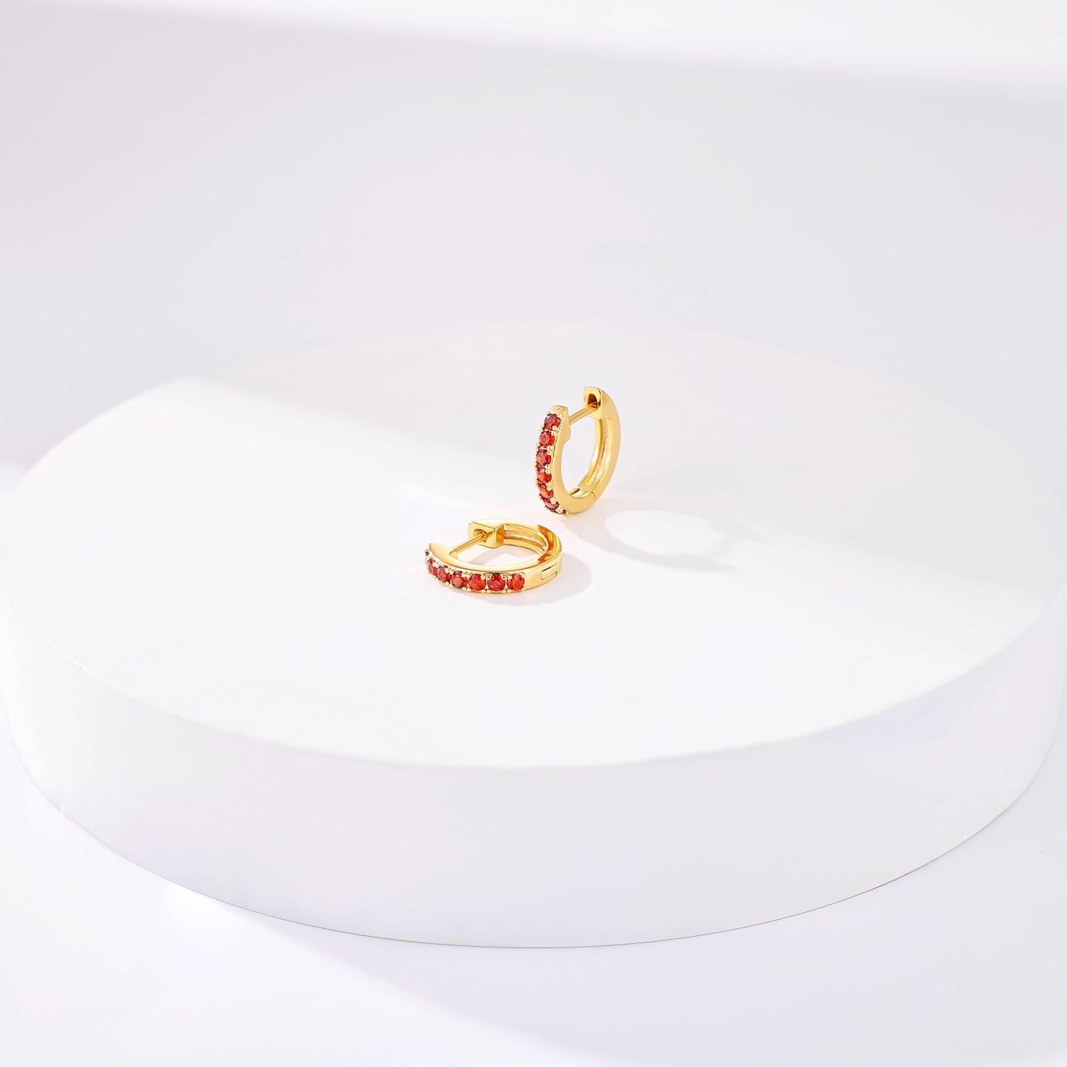 Gacimy Gold Huggie Earrings for Women 14K Real Gold Plated with Multi-Color Cubic Zirconia, 1/2 Inch Small Gold Hoop Earrings Cartilage Ear Cuffs for Women - Image 6