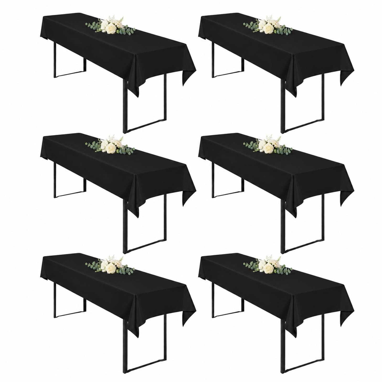 Pesonlook 6 tovaglie nere da birra, 120 g/m², 250 x 100 cm | Tovaglia universale per tavoli da birra da 50 cm e 70 cm, lavabile, rettangolare, per feste, banchetti all'aperto