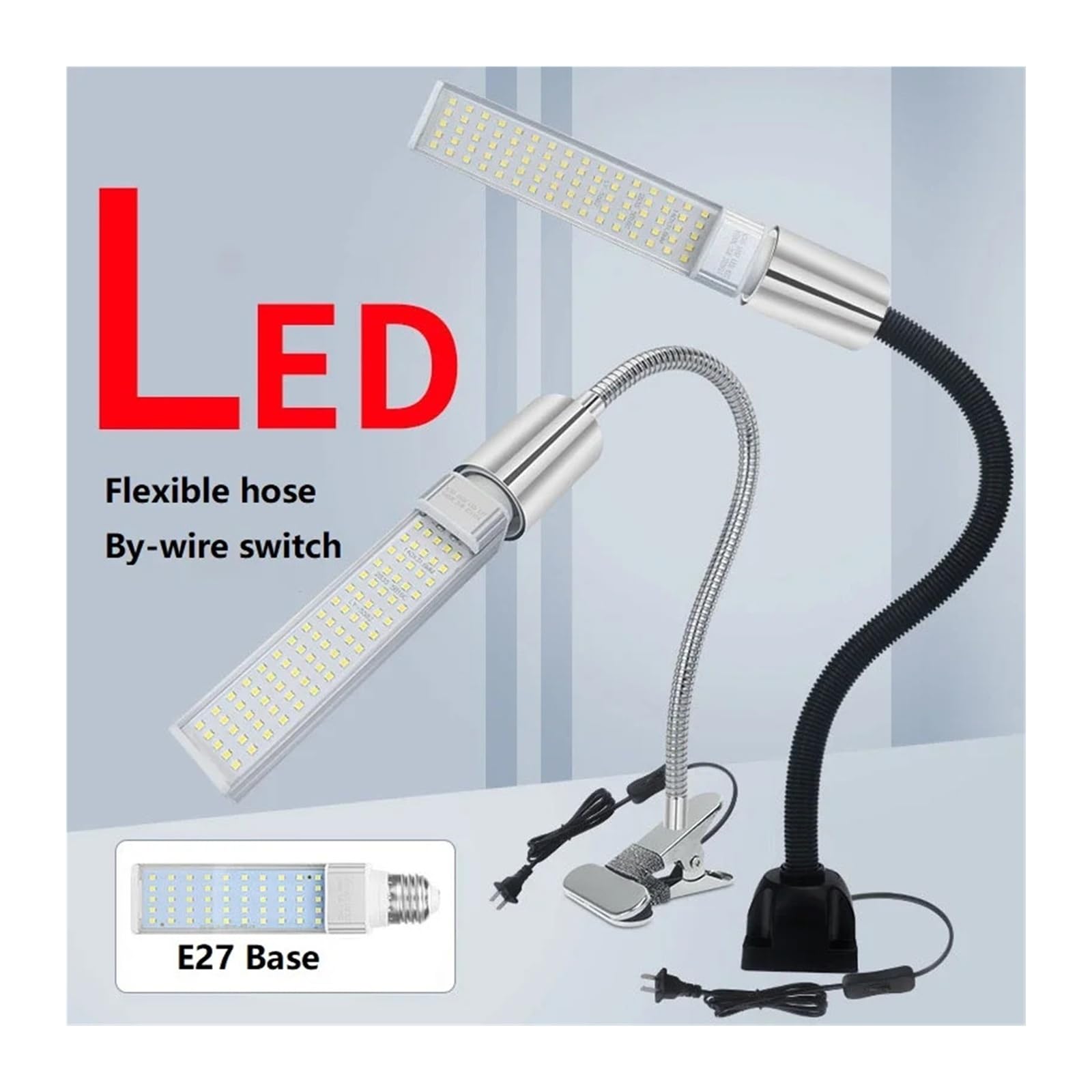 Tokarka, światło robocze LED, narzędzie robocze, oświetlenie CNC, oświetlenie warsztatowe, lampa kukurydza do wyposażenia przemysłowego, 110-220 V (stała podstawa 10 W, US)