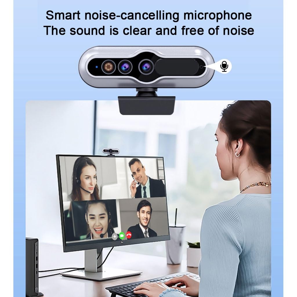 2K Webcam, Video Calling, Mikrofon Z Eliminacją Szumów, Streaming Camera, Ochrona Prywatności, Auto-Focus, Web Camera USB Plug And Play Do Nauki Online I Spotkań