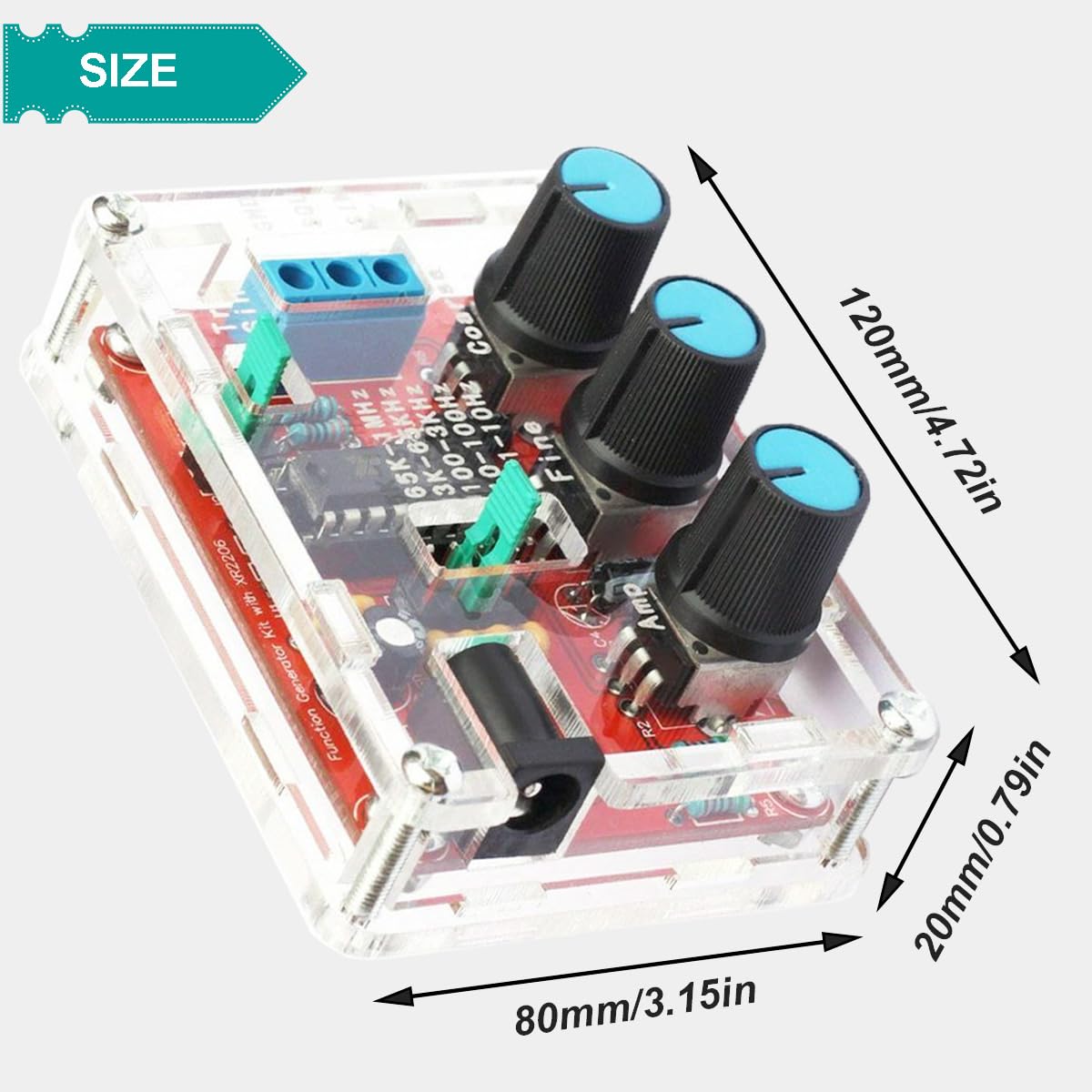 DAOKAI XR2206 Signal Generator Module High Precision Function Signal Generator Frequency 9-12V DC Input Sine/Triangle/Square Output 1Hz-1MHz Adjustable,with DC Male Cable