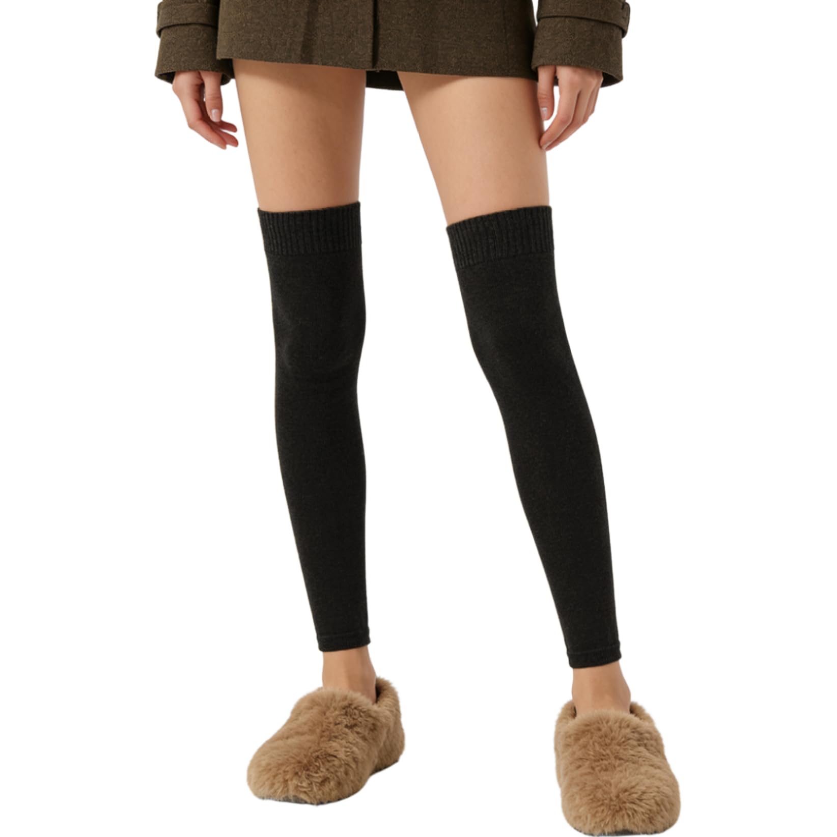 Womens Knitted Thigh high Leg Warmers Long Stirrup Over Knee High Winter Warm Footless Socks