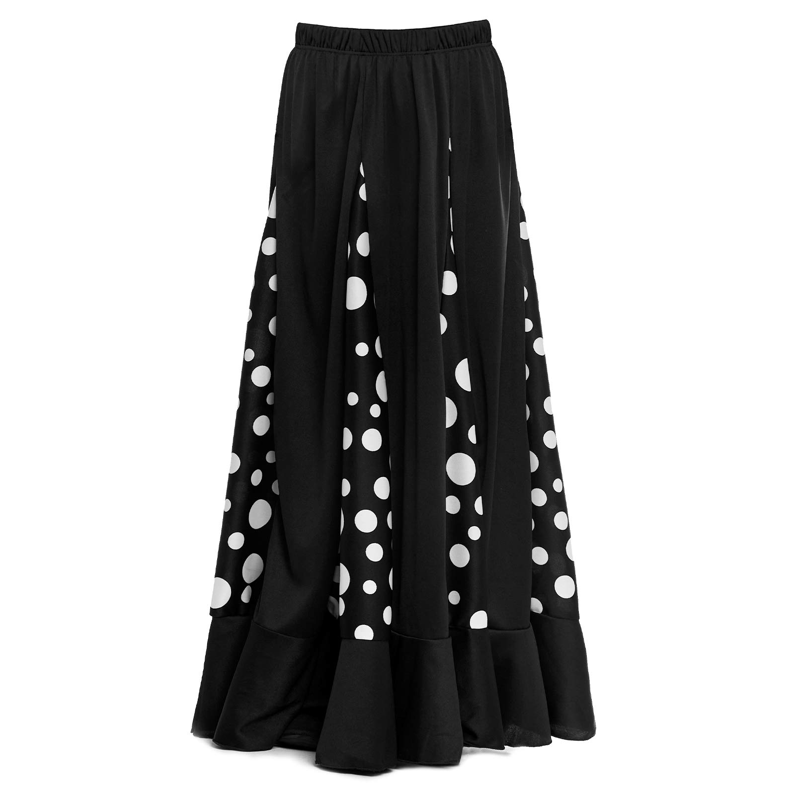Falda Flamenca Mujer Negra con Quillas Lunares Blancos Tallas S a XXL Ensayo Baile Danza