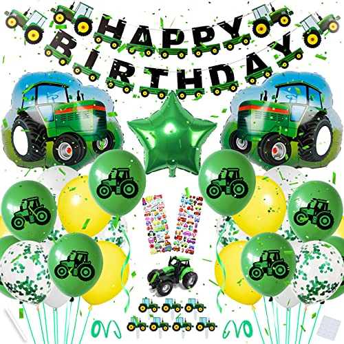 Juego de decoración de cumpleaños de tractor XXL, tractor, decoración de cumpleaños infantil, decoración de 2º cumpleaños para niños, globo de tractor, para 2º 3º cumpleaños Cover