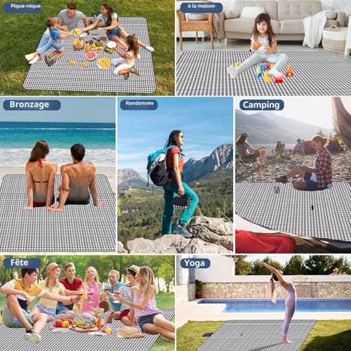 Couverture pique-nique lavable et pliable avec poignée intégrée
