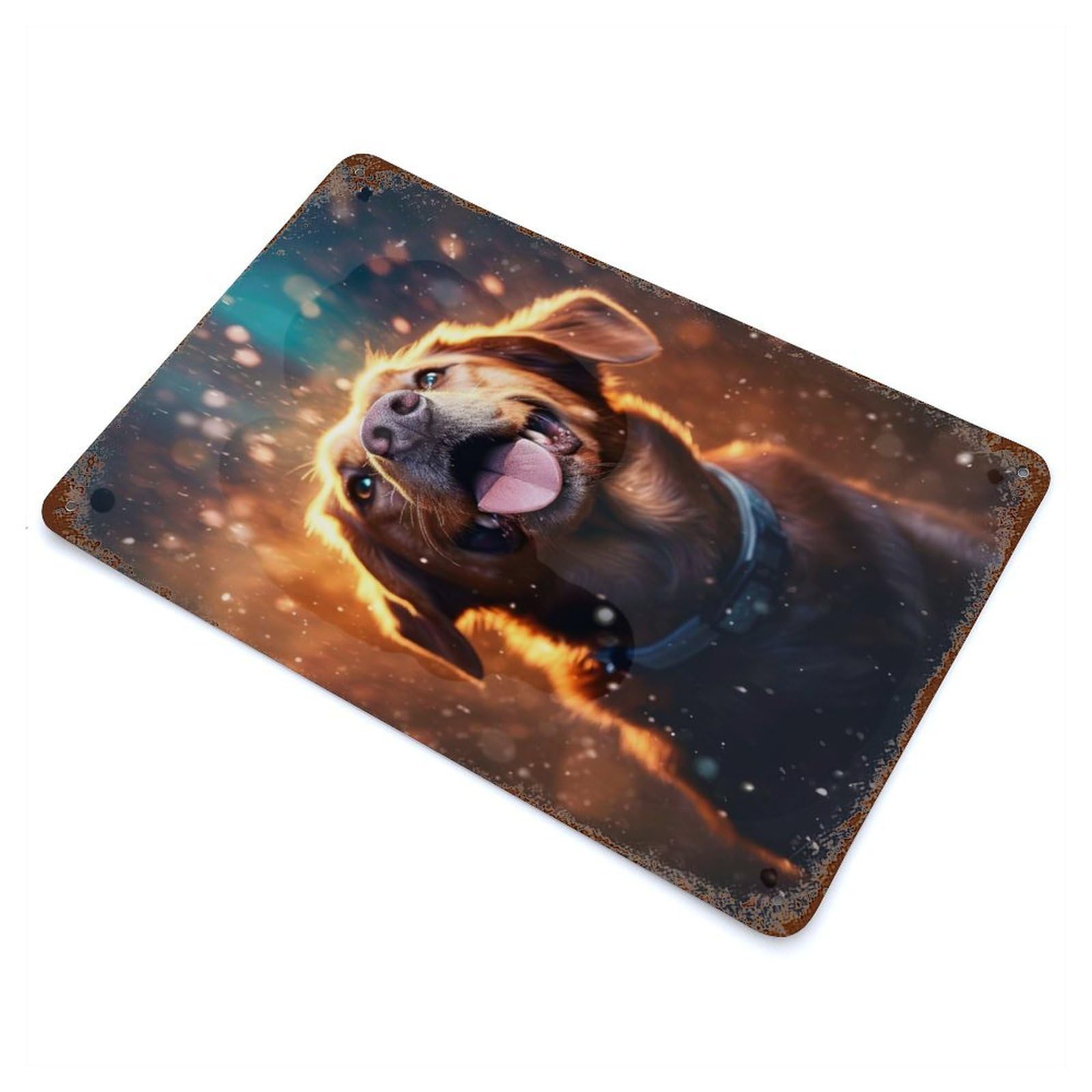 Rust Effect Labrador Dogs Decorative Tin Sign 11.8"x7.9", Vintage Wall Decor for Farmhouse, Kitchen And Entryway Decor