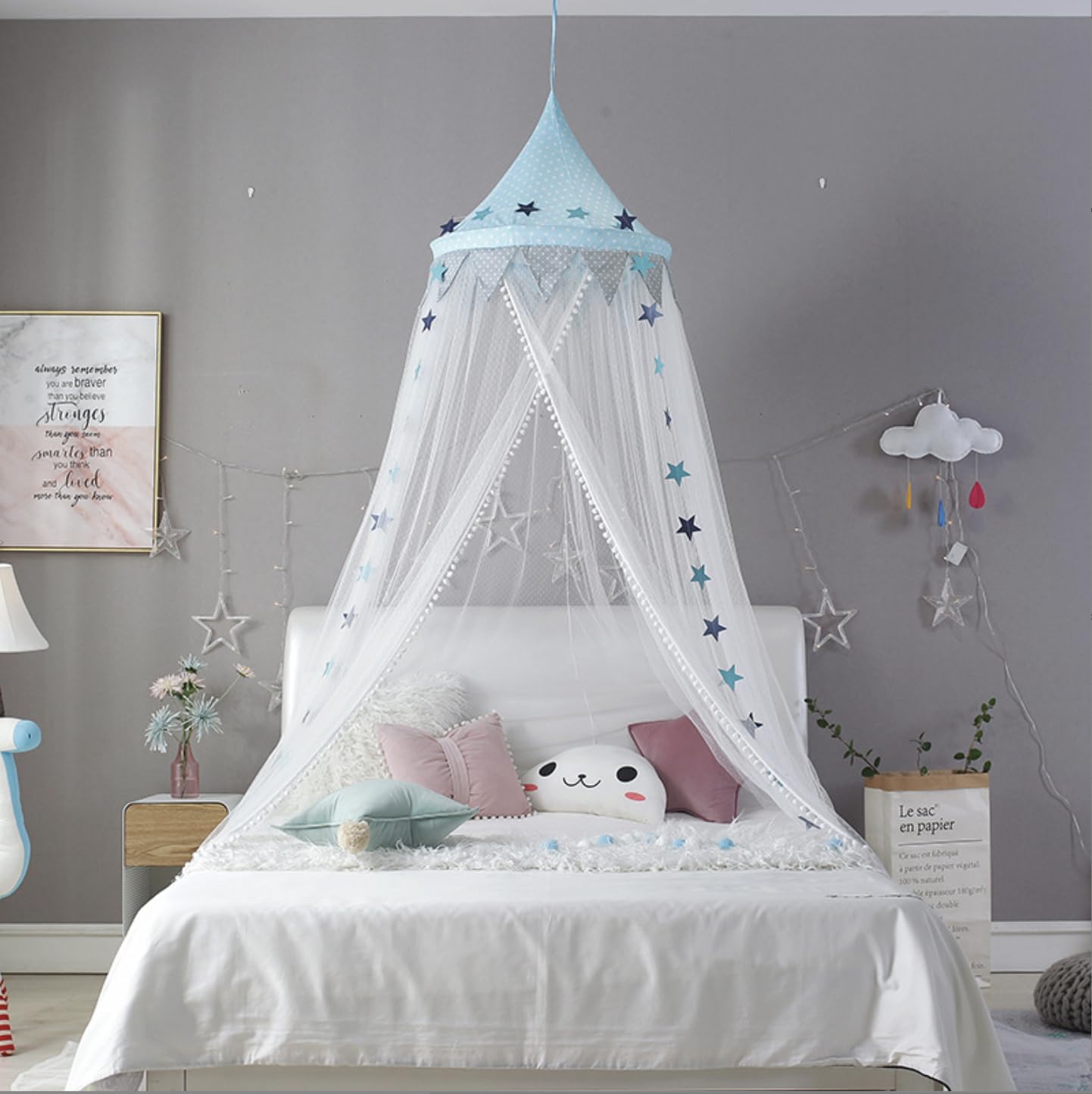 Zanzariiera A Baldacchino Per Lettino Baby – Rosa Con Stelle, Diametro 60 Cm, Altezza 300 Cm, In Poliestere, Perfetta Per Cameretta Da Principessa