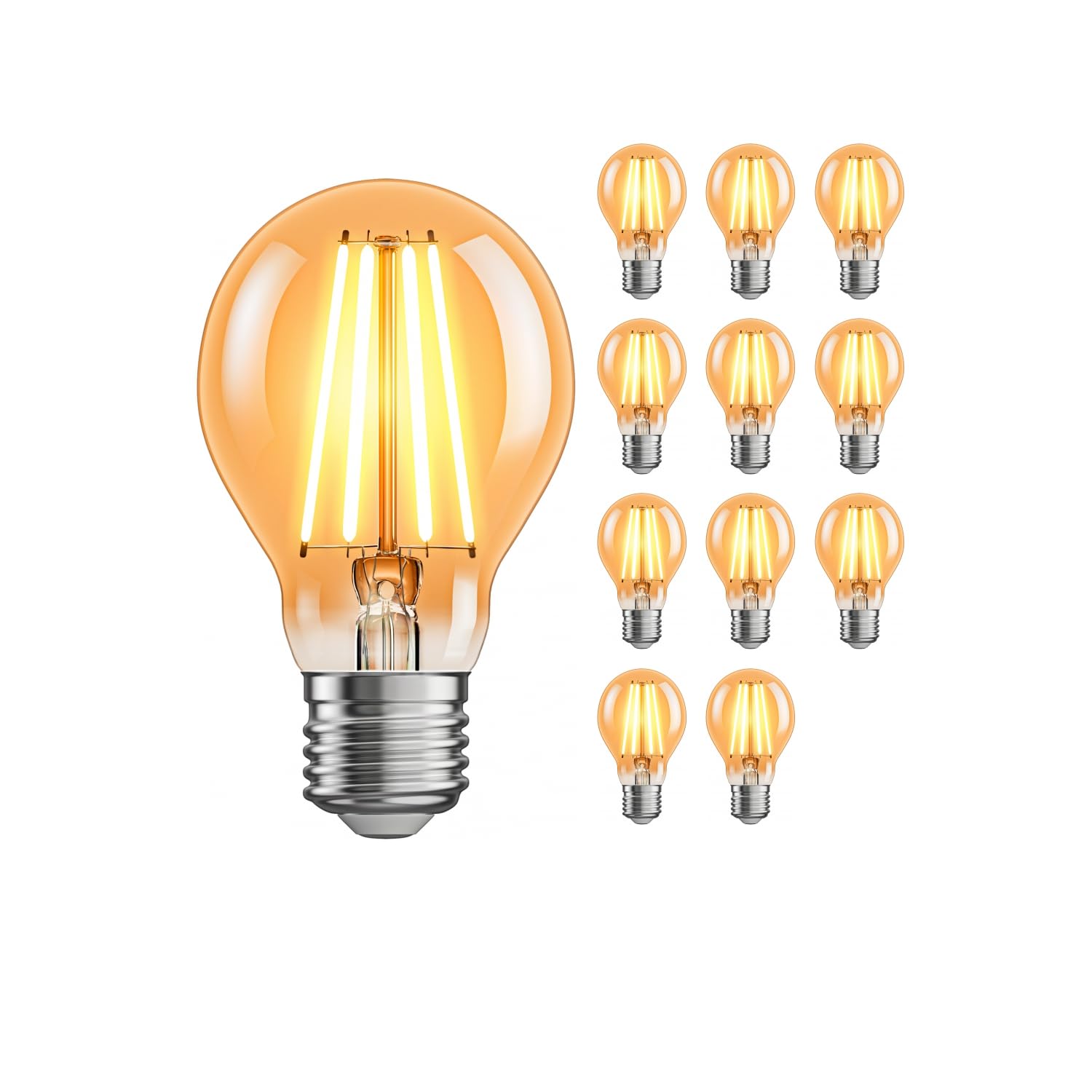 ledscom.de 12x lampadine LED E27, A60, bianco extra caldo (2400 K), 7 W, 778lm, dimmer a 3 livelli, color oro