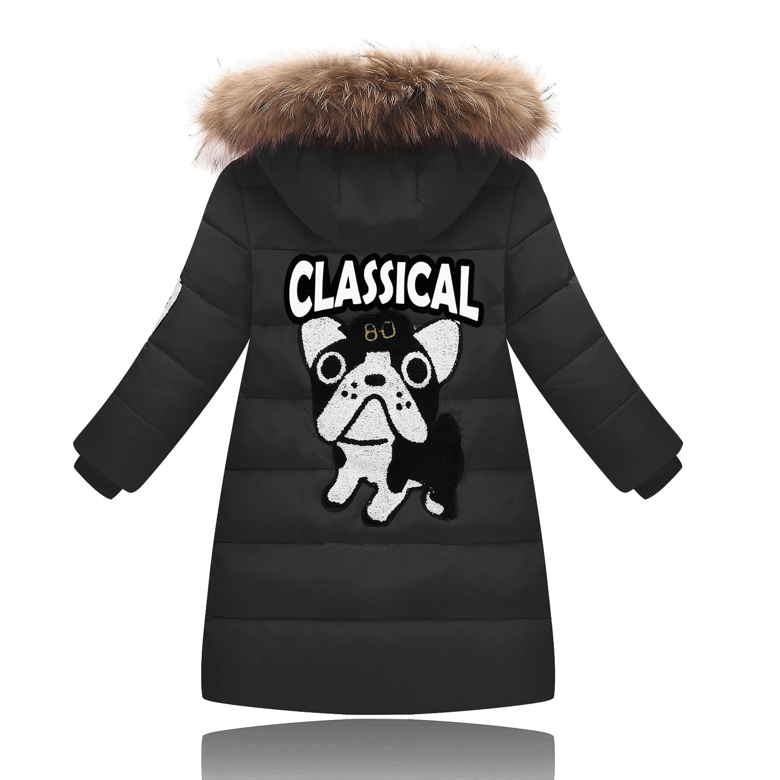 Enfant Fille Manteau d'Hiver Chaud mi Long Doudoune Epais Veste à Capuche Fourrure Matelassé Parka Coupe Vent