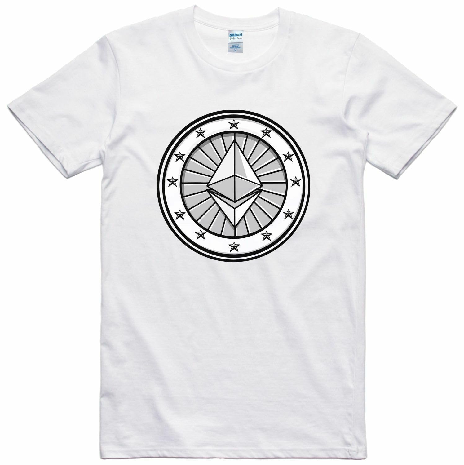 APSRA RETAILMens T-Shirt Ethereum Currency Design Regular Fit 100% Cotton Tee Casual T-Shirt Half Sleeve Round Neck Printed Men's t Shirt(0_XL) White