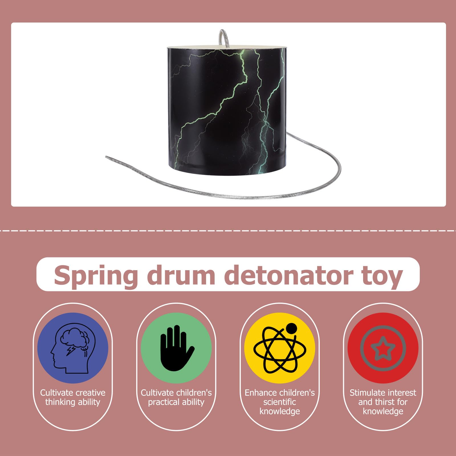 Hohopeti Tamburo a Molla Strumento a Percussione Musicale Educativo Effetto Sonoro Temporale Giocattolo Didattico per Sviluppo Musicale e Intrattenimento Infantile