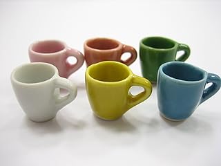 6 Mixed Color Ceramic Tea Coffee Mug Cup Dollhouse Miniature Supply 1:6 Compatible with Barbie 12785