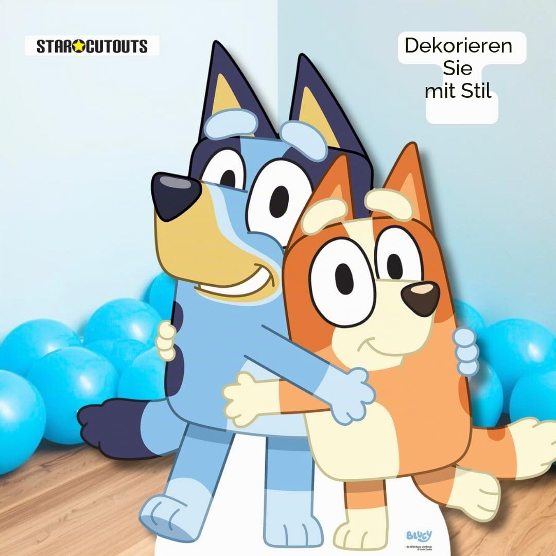 Star Cutouts SC4558 Pappaufsteller Bluey und Bingo – Bluey Theme Birthday Party – Bluey Birthday Supplies – Höhe 91 cm